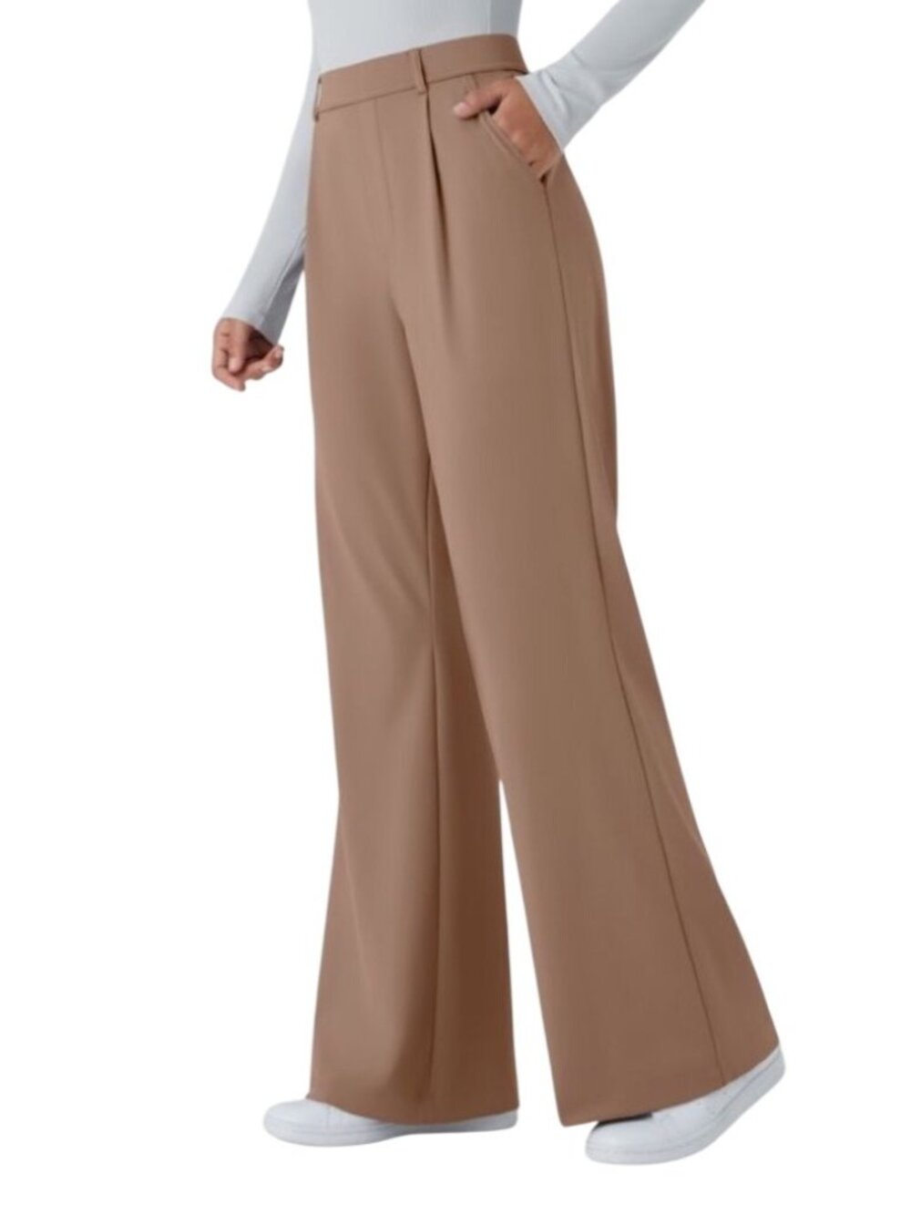 Halara Flex DayStretch High Waisted Flare Pants Pockets Burro brown S